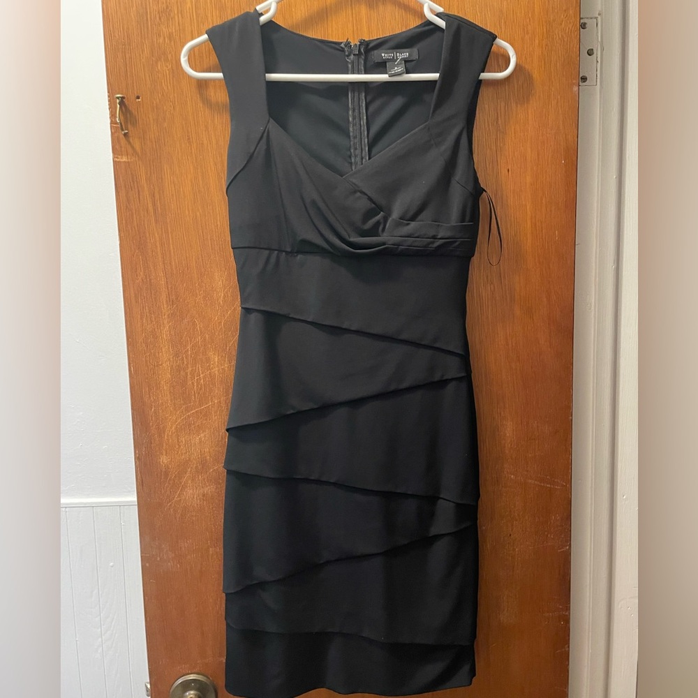 White House Black Market Layered Black Midi Dress